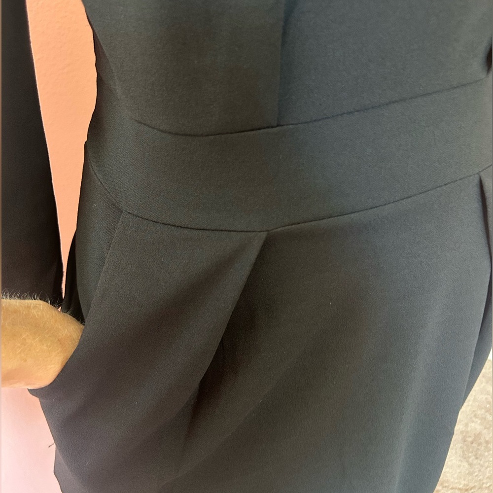 Love by Design black sophisticated chic midi dress ruched bodice and pockets M - Picture 5 of 8
